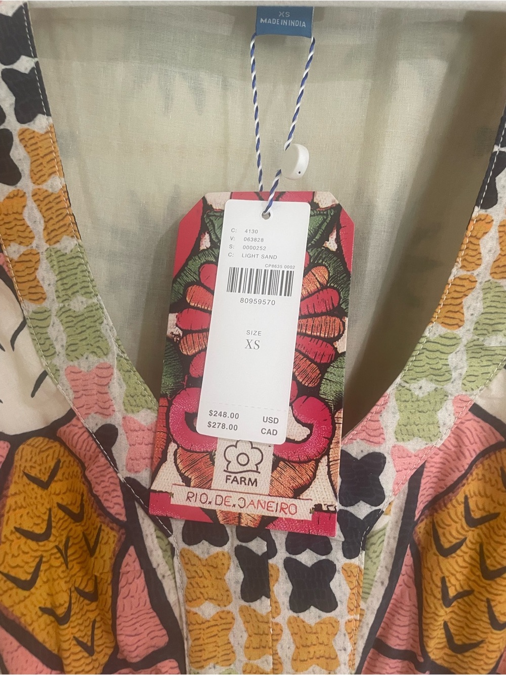 FARM Rio Light Sand Multicolor Maxi Printed Dress